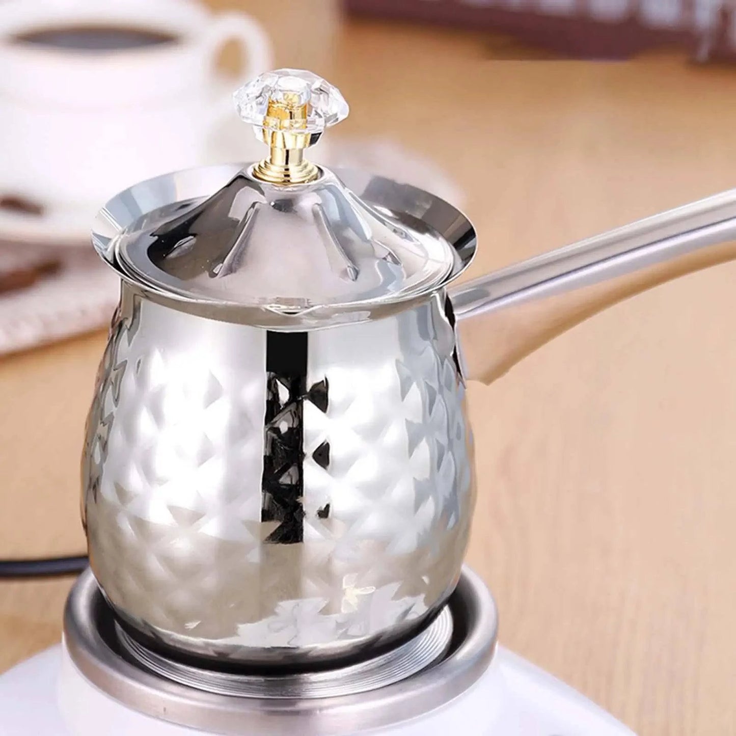 Stainless Steel Turkish Coffee Pot with Lid - Versatile Kitchen Tool for Frothing, Melting - Silver, Gold, Rose Gold - Multiple Sizes - Home Fads