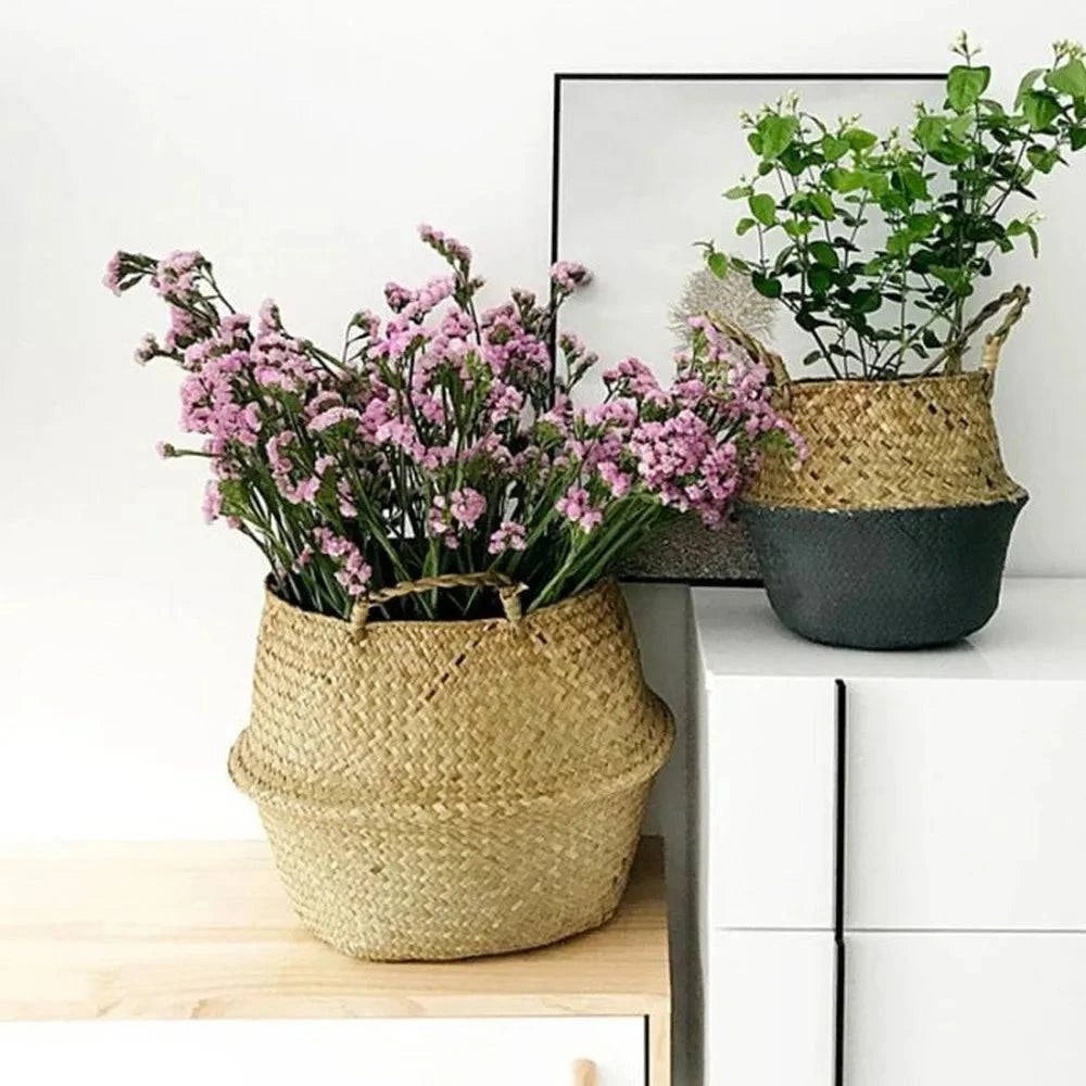Handcrafted Natural Basket & Plant Pot Cover: Decorative Storage for Home | Multipurpose Organizer | Available in 7 Sizes - Home Fads