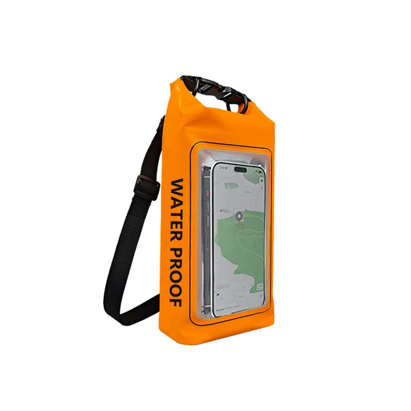 Sac étanche en PVC – Rangement flottant 2 L/5 L avec support de téléphone et sangle pour la randonnée, le bateau, le rafting et les sports nautiques
