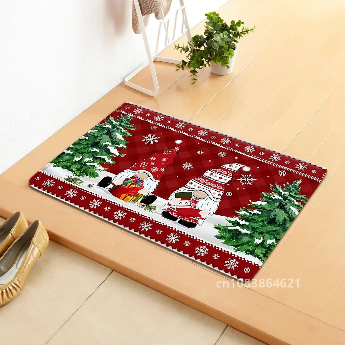 Holiday Doormat - Snowman, Gnomes & Elk Design for Indoor/Outdoor Entrance – Seasonal Home Decor Door Mat