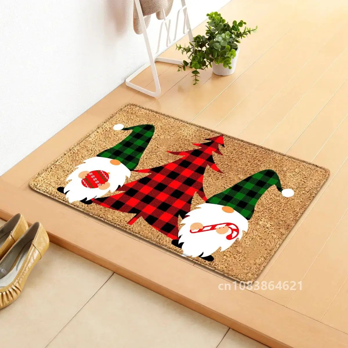 Holiday Doormat - Snowman, Gnomes & Elk Design for Indoor/Outdoor Entrance – Seasonal Home Decor Door Mat