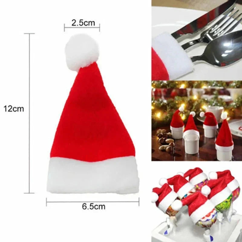 Mini porte-couverts en forme de chapeau de fête – Housses festives pour fourchettes, couteaux et cuillères – Paquets de 5, 10, 20, 30, 50 pour les fêtes et célébrations saisonnières