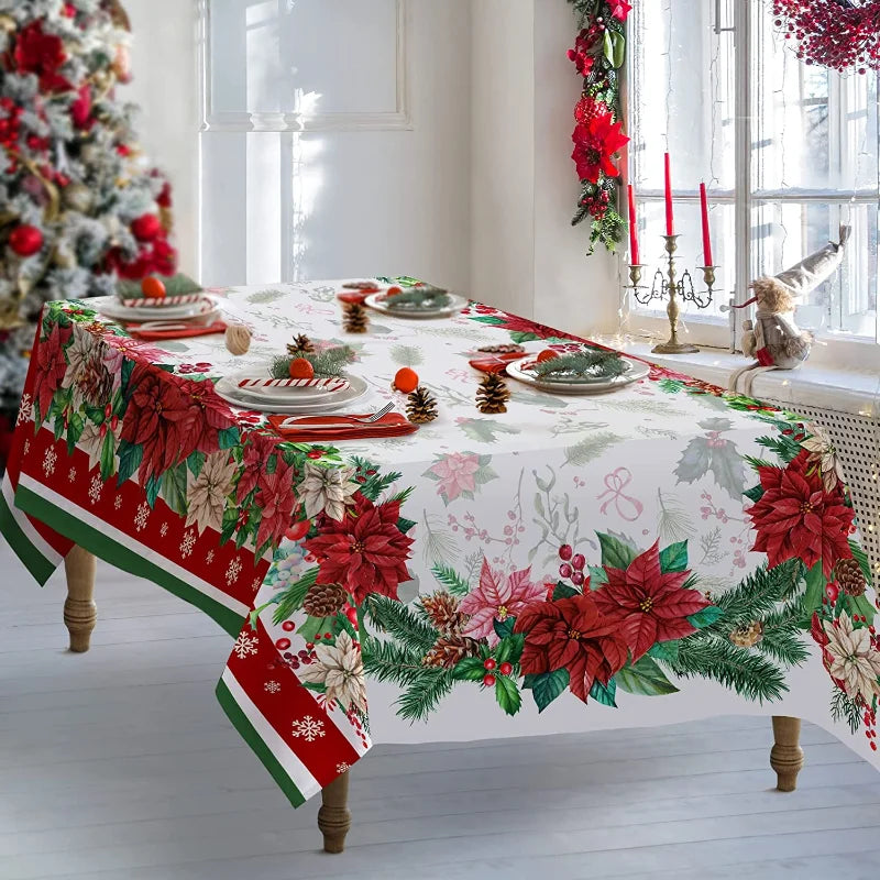 Festive Waterproof Table Cover – Oil-Resistant Rectangular Tablecloth for Holiday Gatherings, Available in Nine Sizes