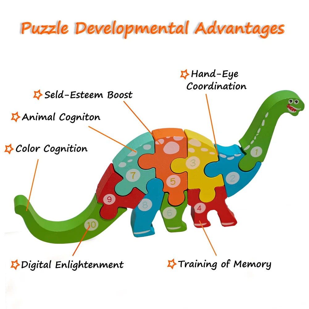Rompecabezas de animales de madera en 3D educativos: juguetes de desarrollo cognitivo para niños pequeños y bebés: juego de rompecabezas de aprendizaje divertido y atractivo para niños
