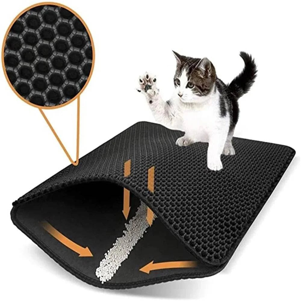 Large Cat Litter Mat - Double Layer Waterproof and Non-Slip Trapping Pad for Easy Cleaning and Mess Containment - Home Fads