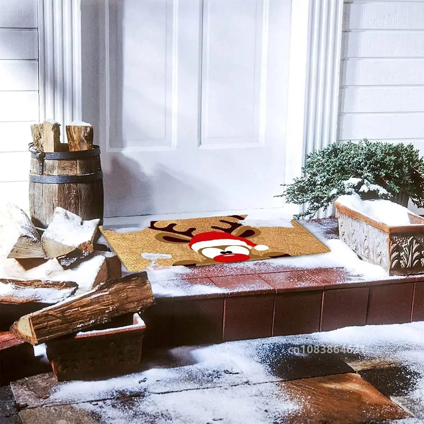 Holiday Doormat - Snowman, Gnomes & Elk Design for Indoor/Outdoor Entrance – Seasonal Home Decor Door Mat