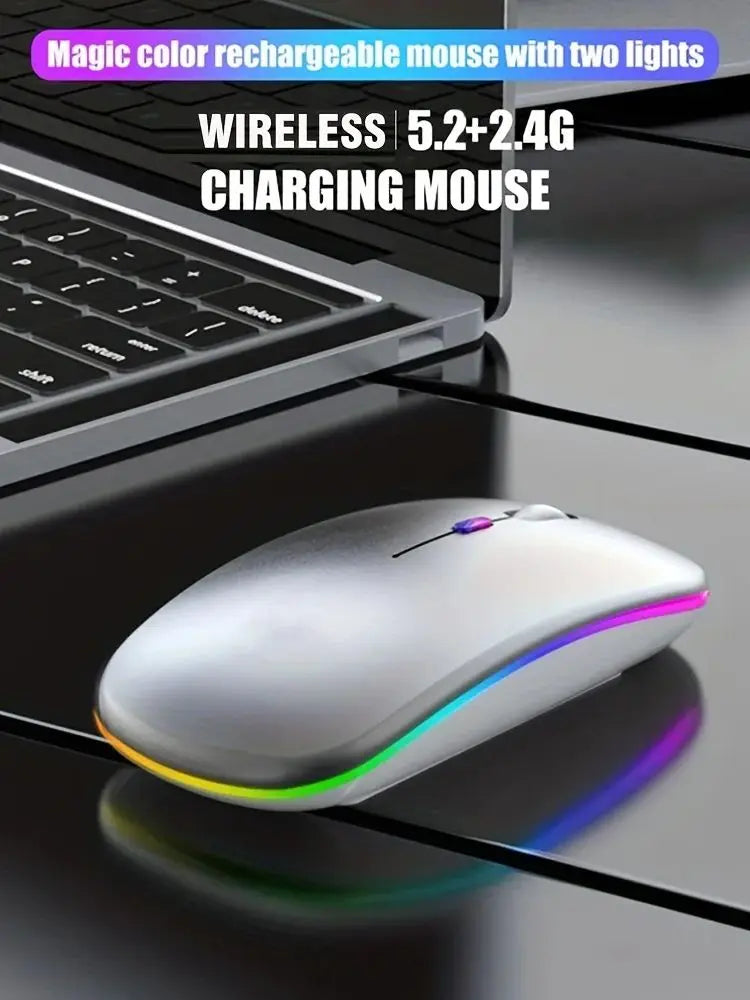 Advanced Rechargeable 2.4G Wireless Gaming Mouse with Bluetooth 5.2 and Dynamic LED Backlighting
