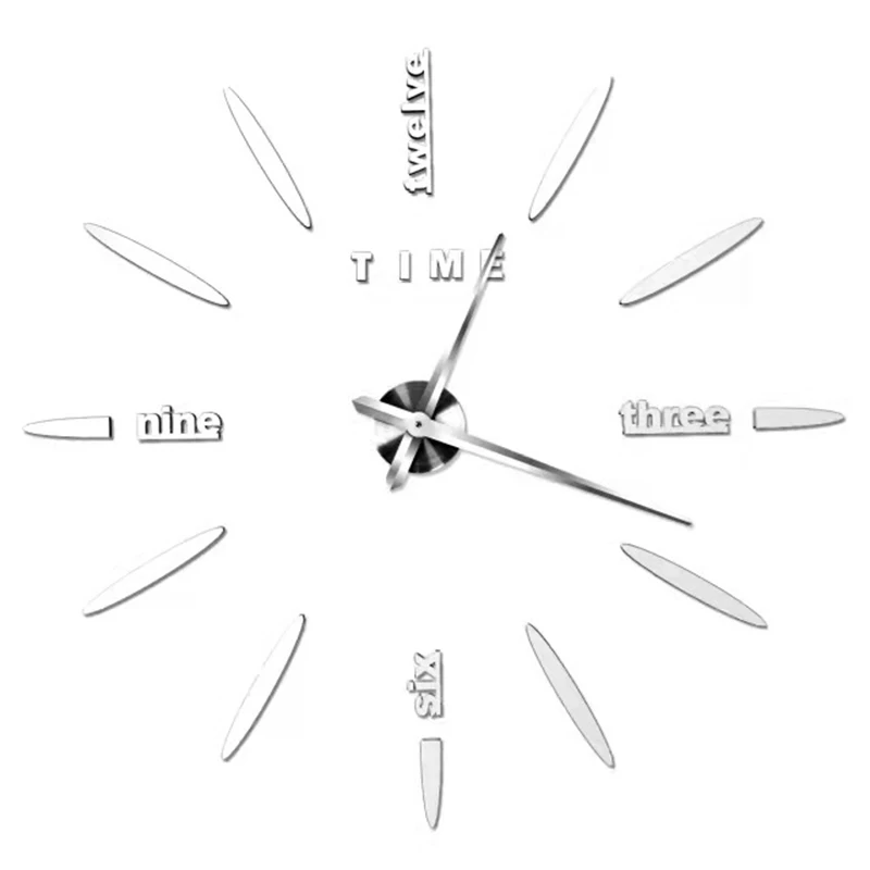 Simple 16 Inch Wall Clock - DIY Acrylic Mirror Stickers - Minimalist Design - Home Fads