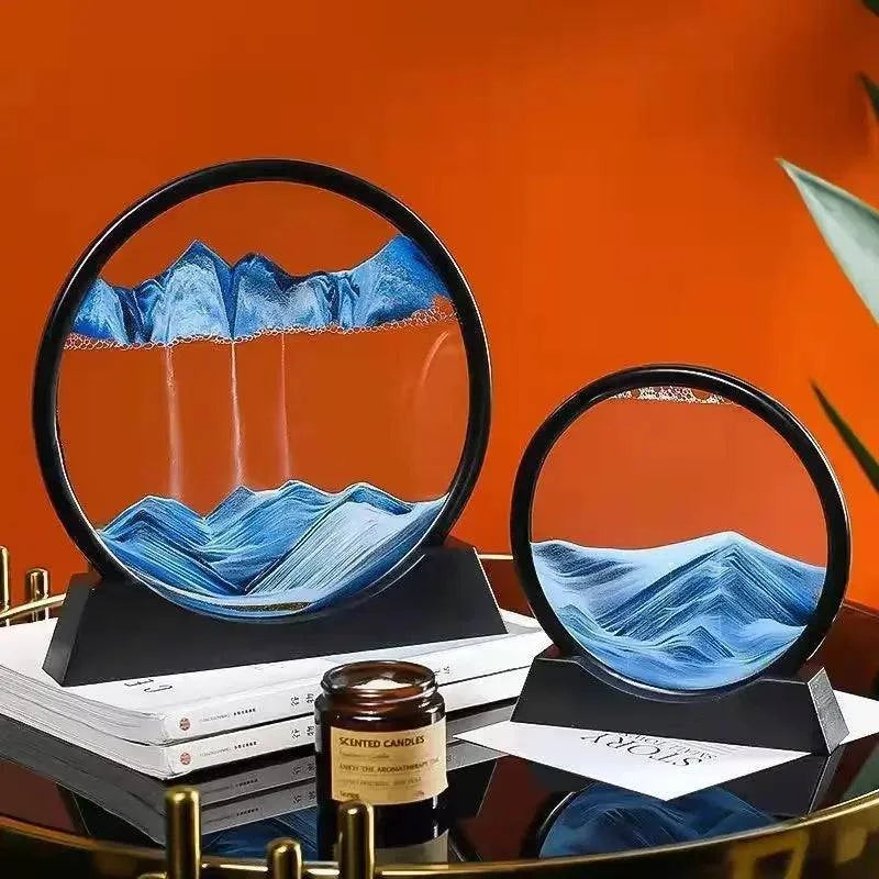 Creative Moving Sand Art Liquid Hourglass - Round Quicksand Painting Home Decor - Home Fads