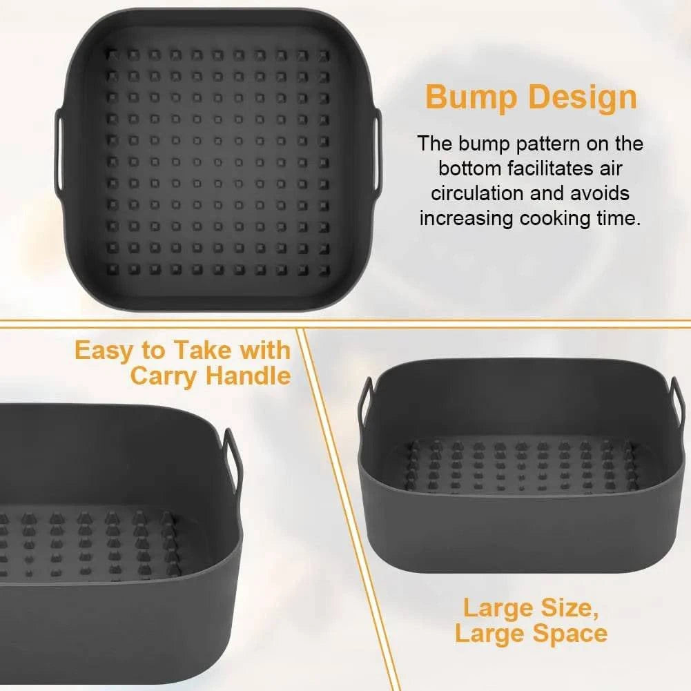 Reusable Silicone Air Fryer Pot - Non-Stick Square Liner Replacement for Air Fryer Basket - Home Fads