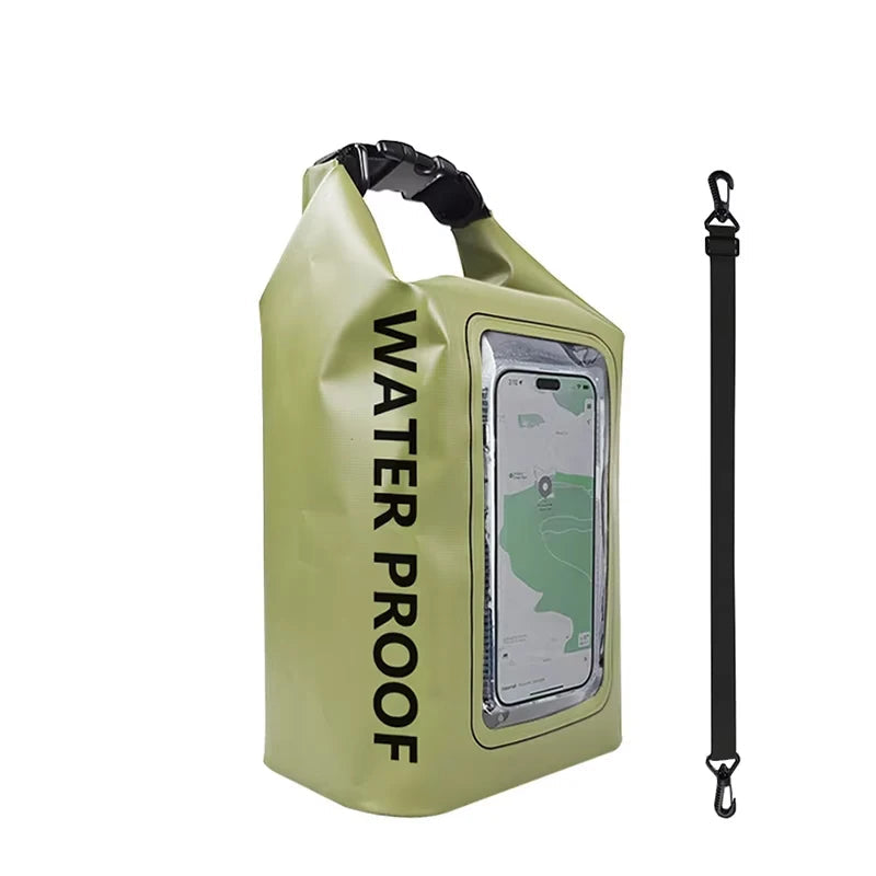 Sac étanche en PVC – Rangement flottant 2 L/5 L avec support de téléphone et sangle pour la randonnée, le bateau, le rafting et les sports nautiques