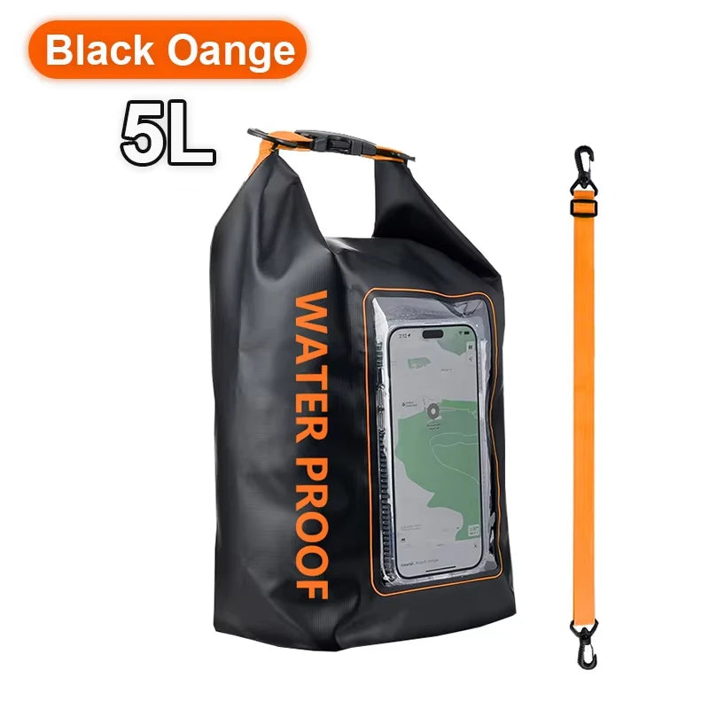Sac étanche 2L avec fenêtre à écran tactile pour la randonnée, le rafting, le surf, le kayak et les sports de plein air