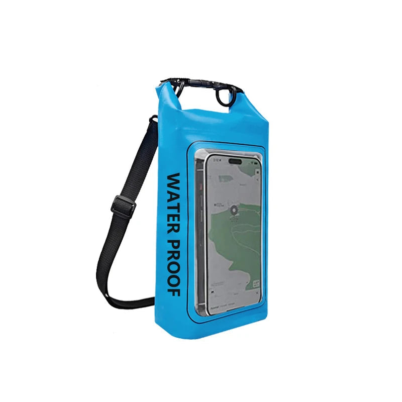 Sac étanche en PVC – Rangement flottant 2 L/5 L avec support de téléphone et sangle pour la randonnée, le bateau, le rafting et les sports nautiques