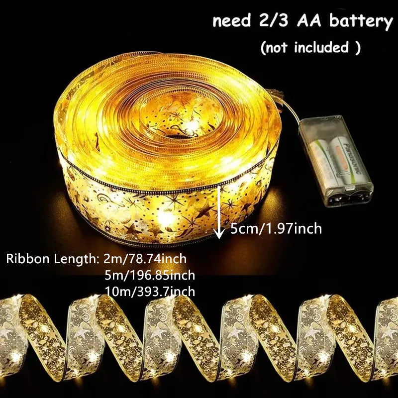 LED Ribbon Fairy Lights – Decorative String Lights for Home, Tree Ornaments, and DIY Projects – Perfect for Holiday and New Year Celebrations