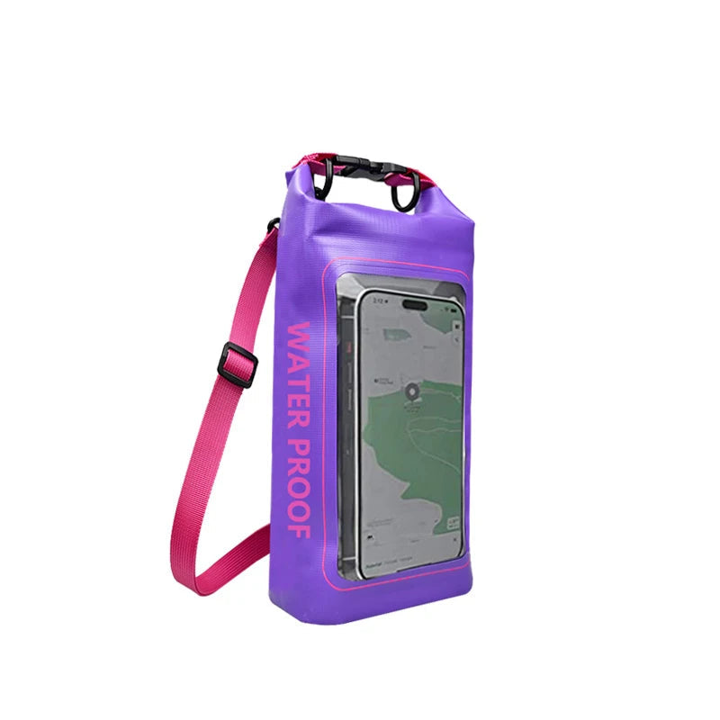 Sac étanche en PVC – Rangement flottant 2 L/5 L avec support de téléphone et sangle pour la randonnée, le bateau, le rafting et les sports nautiques