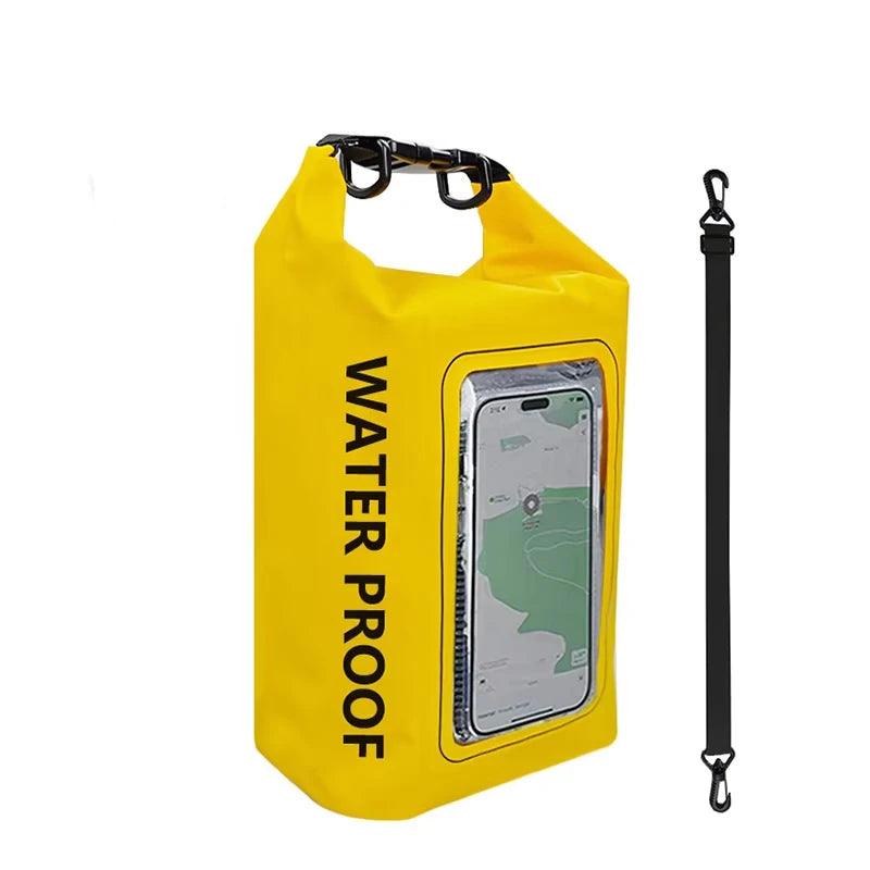 Sac étanche en PVC – Rangement flottant 2 L/5 L avec support de téléphone et sangle pour la randonnée, le bateau, le rafting et les sports nautiques