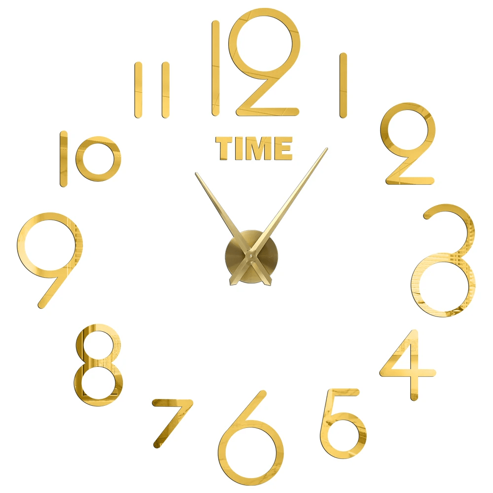 Simple 16 Inch Wall Clock - DIY Acrylic Mirror Stickers - Minimalist Design - Home Fads