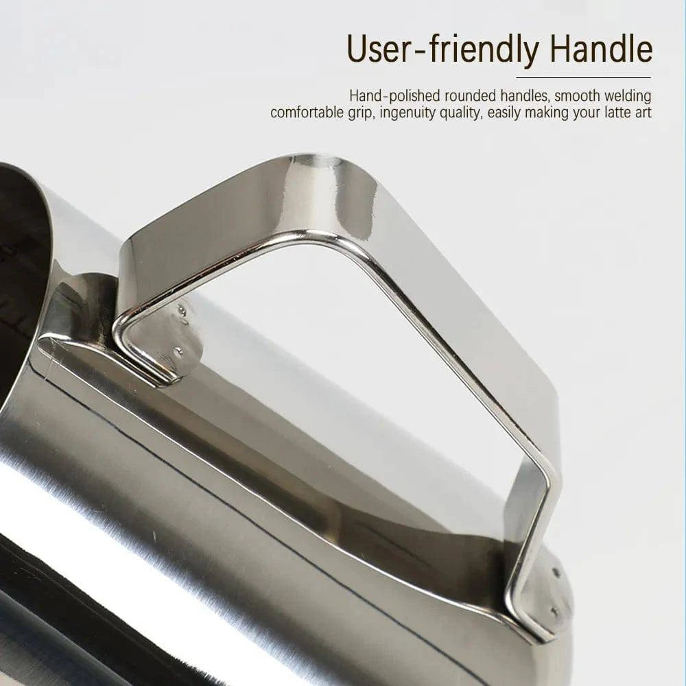 Stainless Steel Latte Art Milk Frothing Pitcher - Elegant Frothing Jug with Inner Scale for Espresso Barista - Home Fads