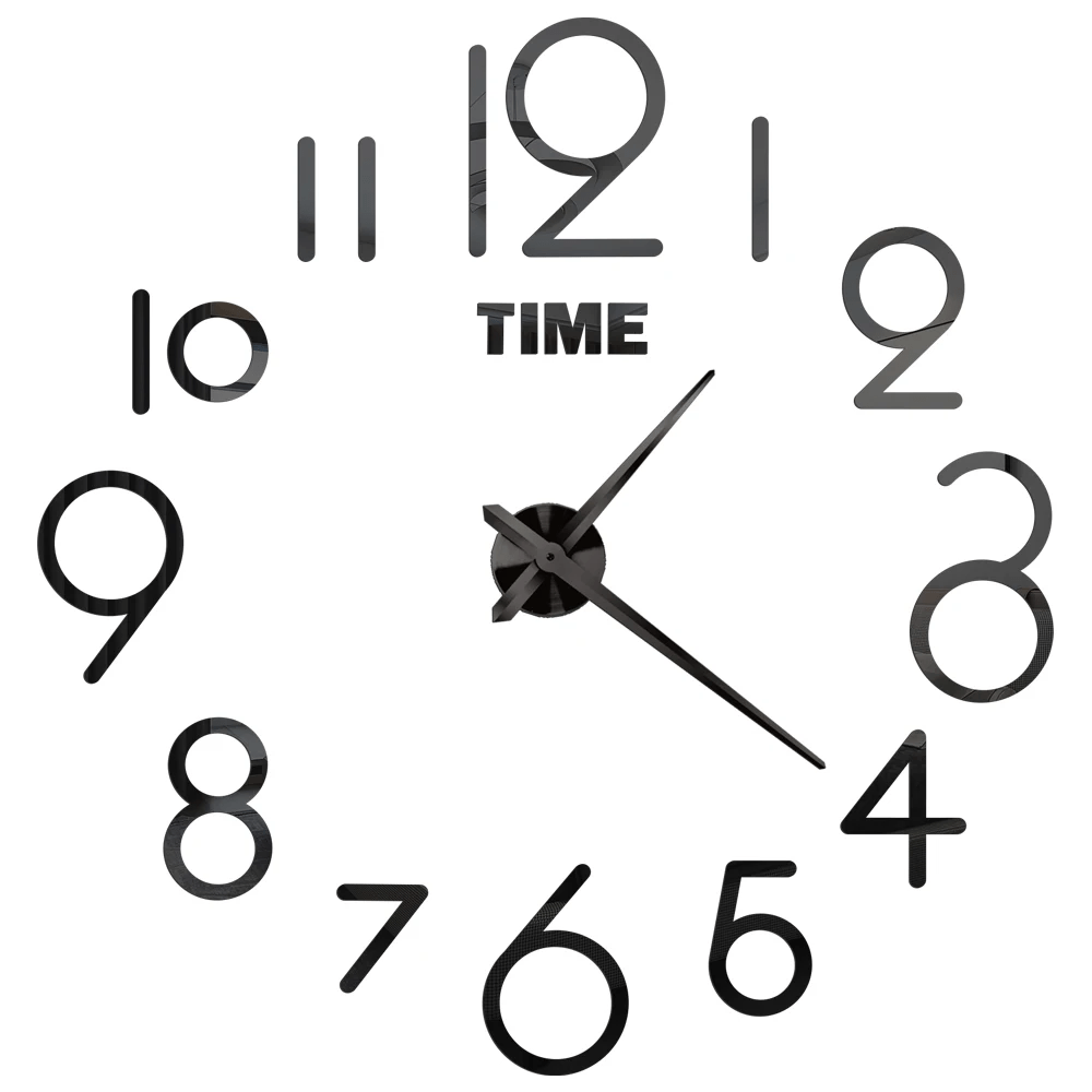 Simple 16 Inch Wall Clock - DIY Acrylic Mirror Stickers - Minimalist Design - Home Fads