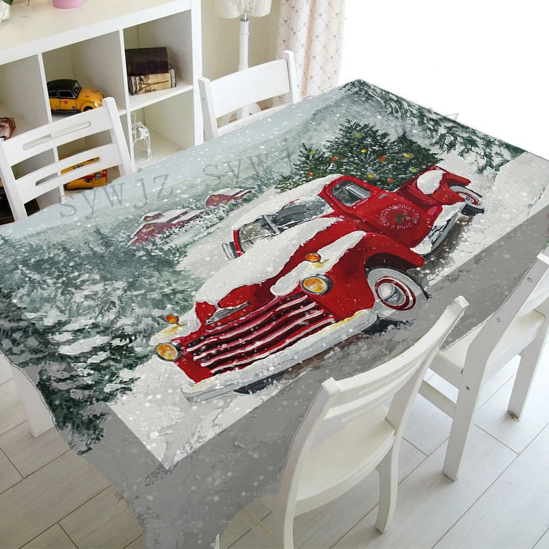 Festive Waterproof Table Cover – Oil-Resistant Rectangular Tablecloth for Holiday Gatherings, Available in Nine Sizes