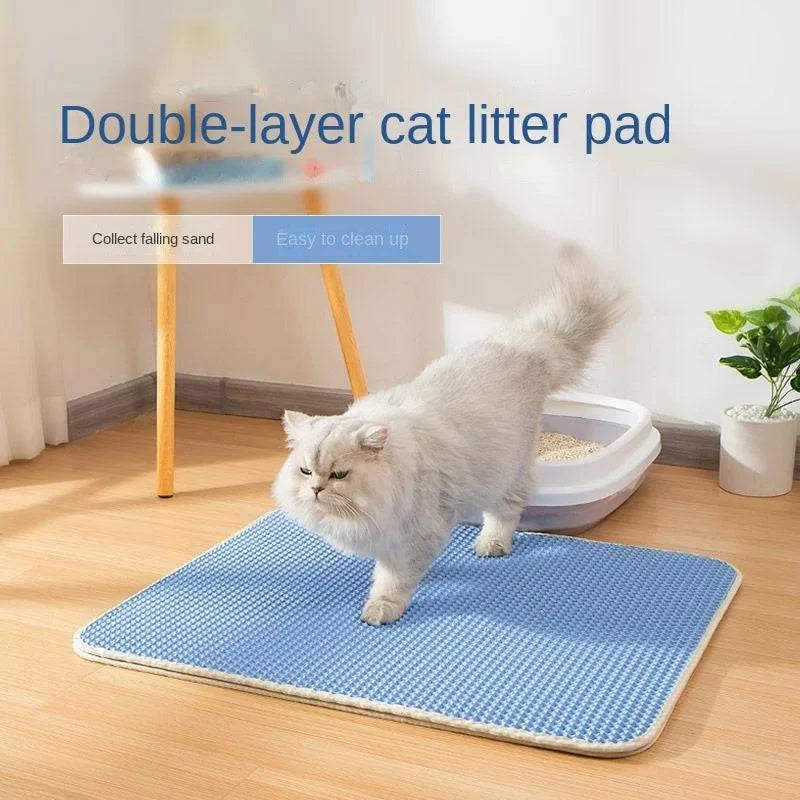 Large Cat Litter Mat - Double Layer Waterproof and Non-Slip Trapping Pad for Easy Cleaning and Mess Containment - Home Fads