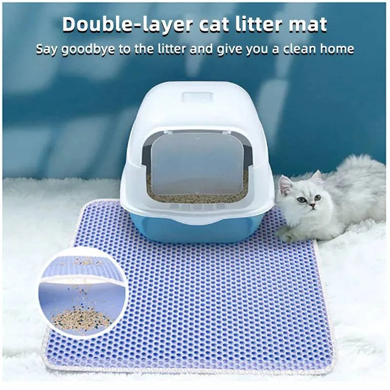 Large Cat Litter Mat - Double Layer Waterproof and Non-Slip Trapping Pad for Easy Cleaning and Mess Containment - Home Fads