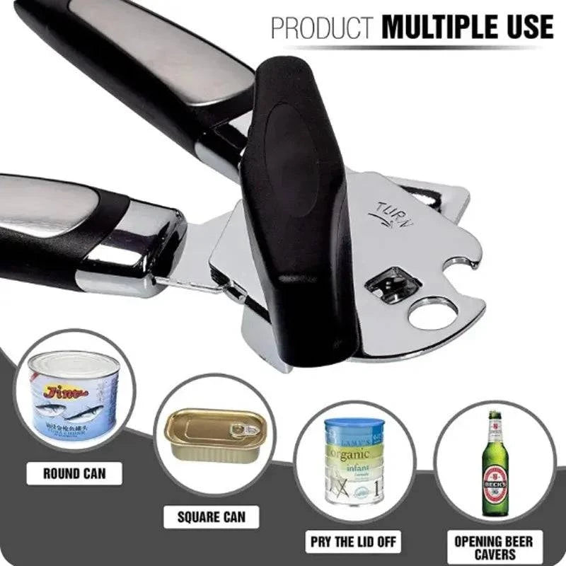 Premium Stainless Steel Can Opener with Magnetic Lid Lifter - Multifunctional Kitchen Tool for Effortless Can and Bottle Opening - Home Fads