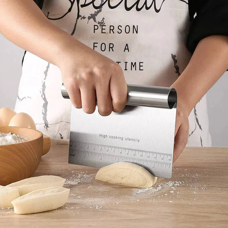 Professional Grade Stainless Steel Dough Chopper and Bench Scraper: Precision Pastry Cutting Tool - Home Fads