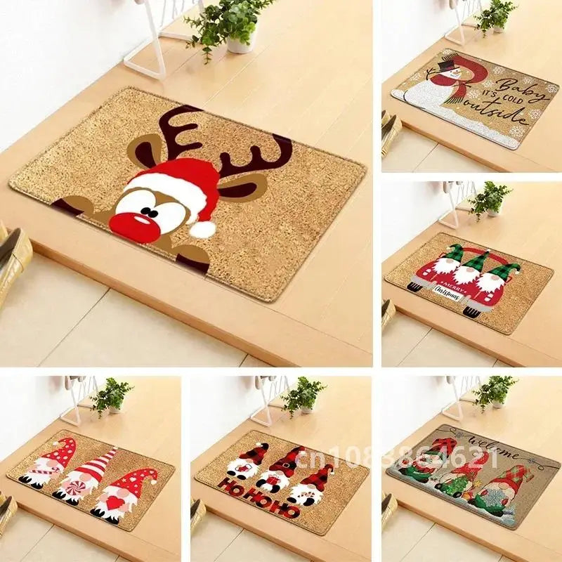 Holiday Doormat - Snowman, Gnomes & Elk Design for Indoor/Outdoor Entrance – Seasonal Home Decor Door Mat