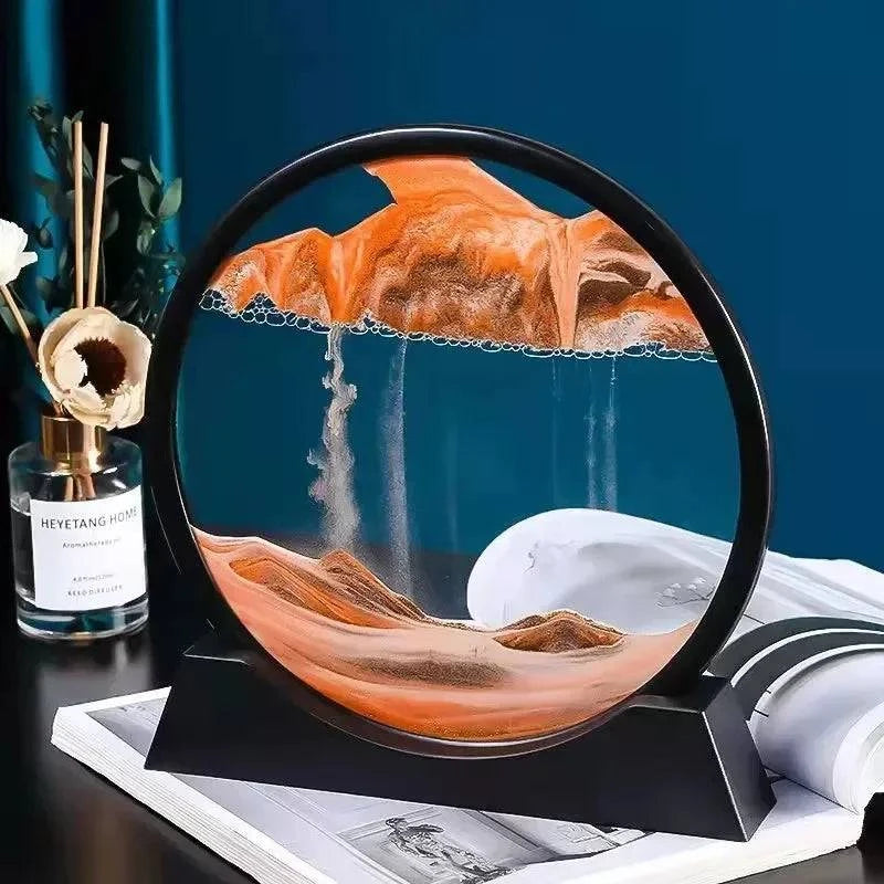 Creative Moving Sand Art Liquid Hourglass - Round Quicksand Painting Home Decor - Home Fads
