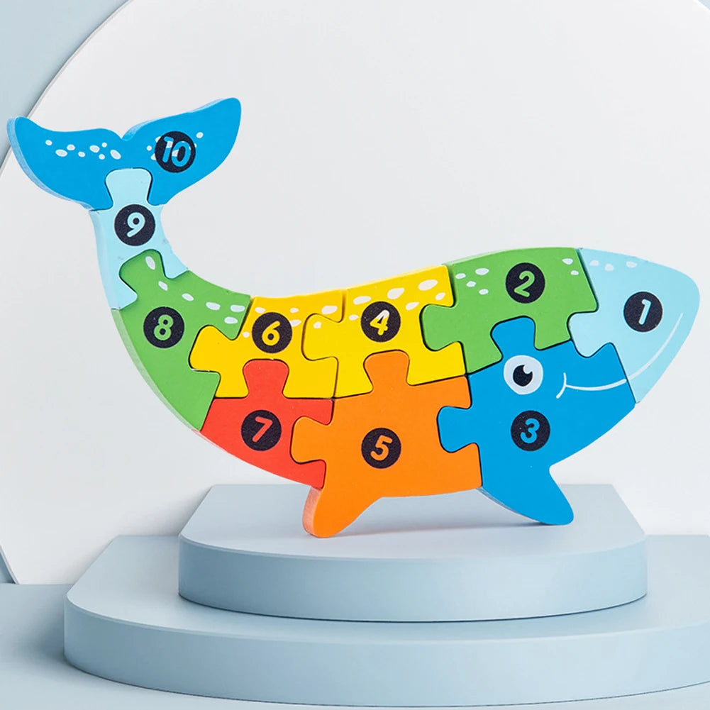 Rompecabezas de animales de madera en 3D educativos: juguetes de desarrollo cognitivo para niños pequeños y bebés: juego de rompecabezas de aprendizaje divertido y atractivo para niños