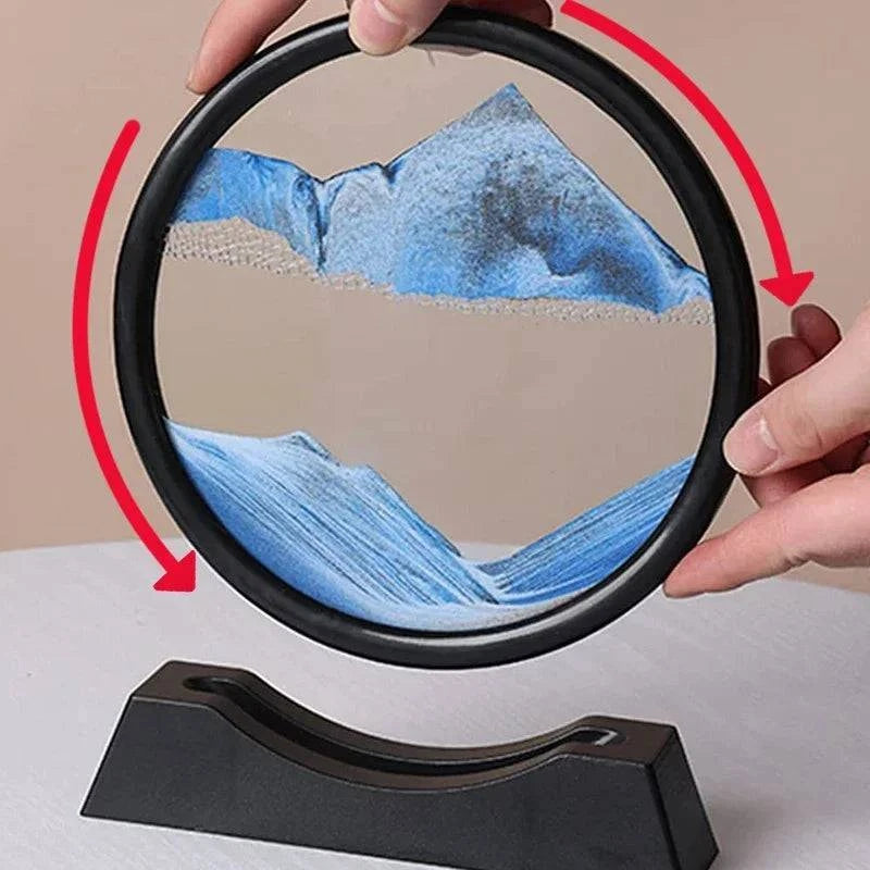 Creative Moving Sand Art Liquid Hourglass - Round Quicksand Painting Home Decor - Home Fads