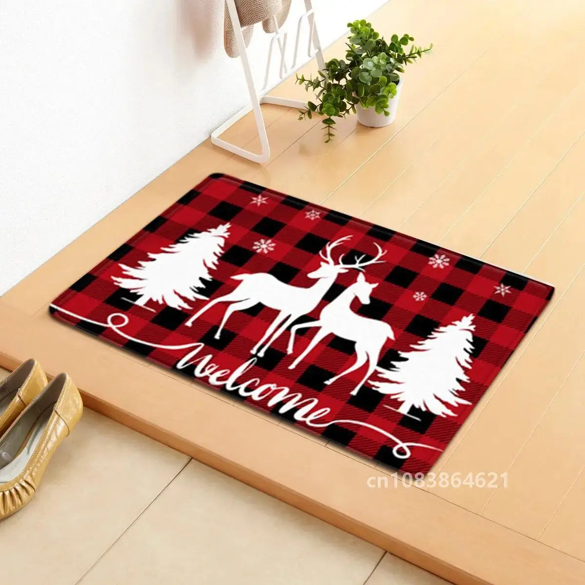 Holiday Doormat - Snowman, Gnomes & Elk Design for Indoor/Outdoor Entrance – Seasonal Home Decor Door Mat