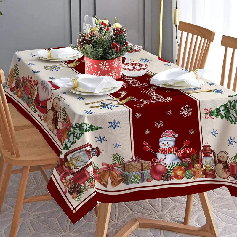 Festive Waterproof Table Cover – Oil-Resistant Rectangular Tablecloth for Holiday Gatherings, Available in Nine Sizes