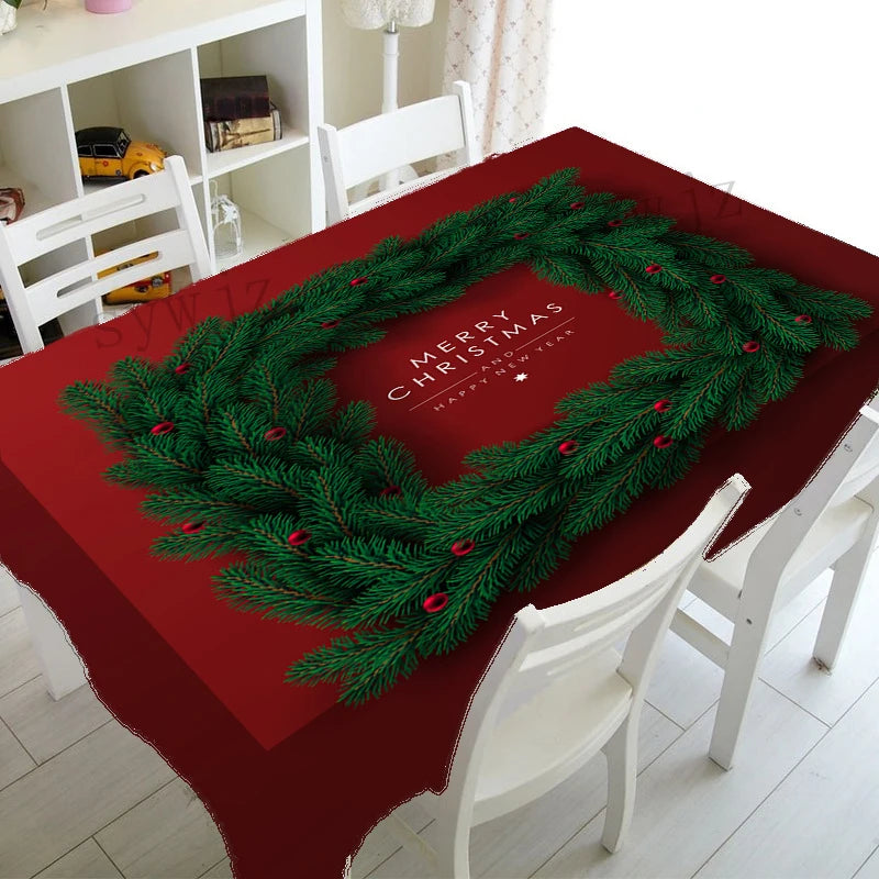 Festive Waterproof Table Cover – Oil-Resistant Rectangular Tablecloth for Holiday Gatherings, Available in Nine Sizes