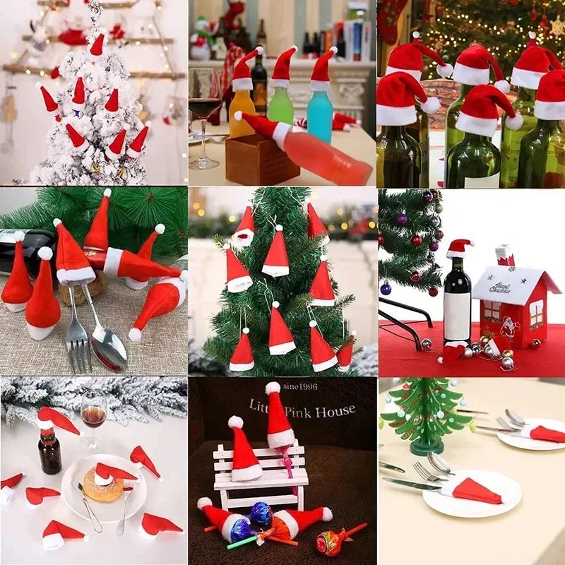 Mini porte-couverts en forme de chapeau de fête – Housses festives pour fourchettes, couteaux et cuillères – Paquets de 5, 10, 20, 30, 50 pour les fêtes et célébrations saisonnières