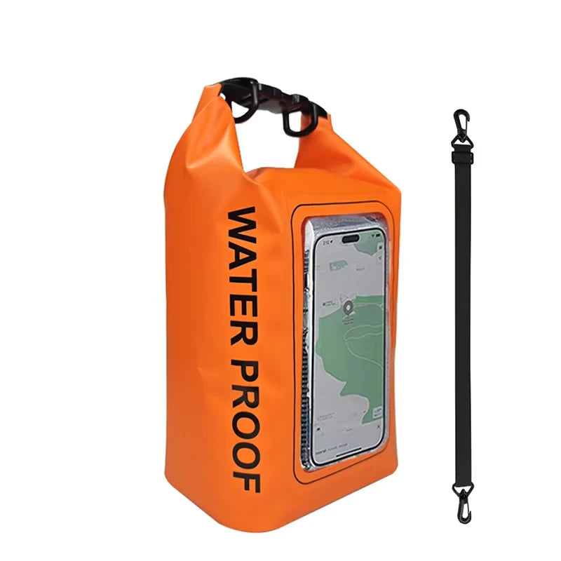 Sac étanche en PVC – Rangement flottant 2 L/5 L avec support de téléphone et sangle pour la randonnée, le bateau, le rafting et les sports nautiques