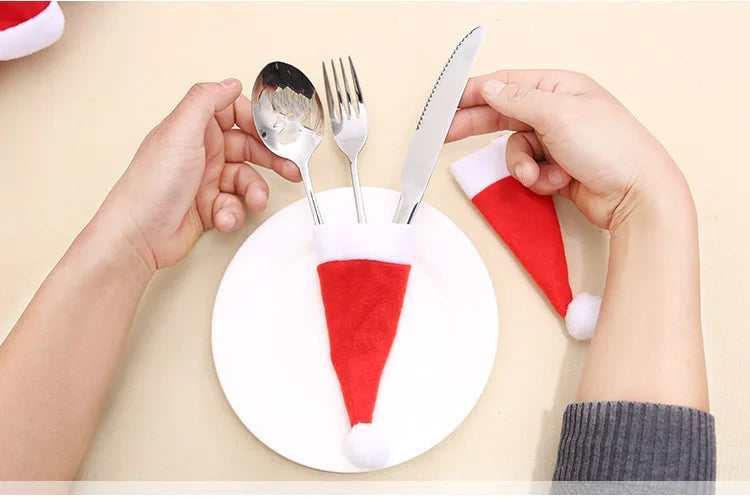 Mini porte-couverts en forme de chapeau de fête – Housses festives pour fourchettes, couteaux et cuillères – Paquets de 5, 10, 20, 30, 50 pour les fêtes et célébrations saisonnières