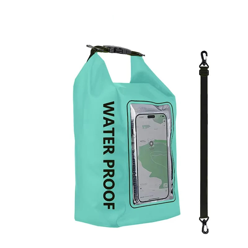 Sac étanche en PVC – Rangement flottant 2 L/5 L avec support de téléphone et sangle pour la randonnée, le bateau, le rafting et les sports nautiques