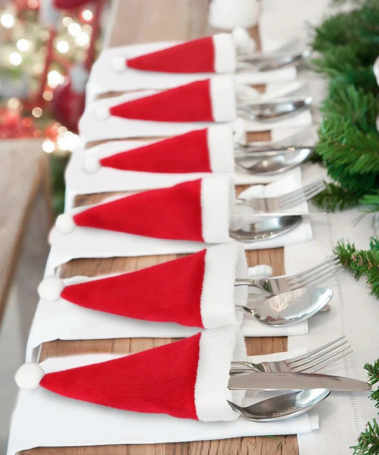 Mini porte-couverts en forme de chapeau de fête – Housses festives pour fourchettes, couteaux et cuillères – Paquets de 5, 10, 20, 30, 50 pour les fêtes et célébrations saisonnières