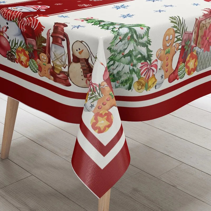 Festive Waterproof Table Cover – Oil-Resistant Rectangular Tablecloth for Holiday Gatherings, Available in Nine Sizes