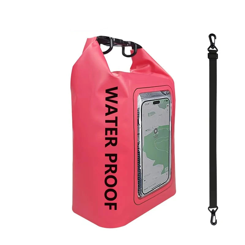 Sac étanche en PVC – Rangement flottant 2 L/5 L avec support de téléphone et sangle pour la randonnée, le bateau, le rafting et les sports nautiques