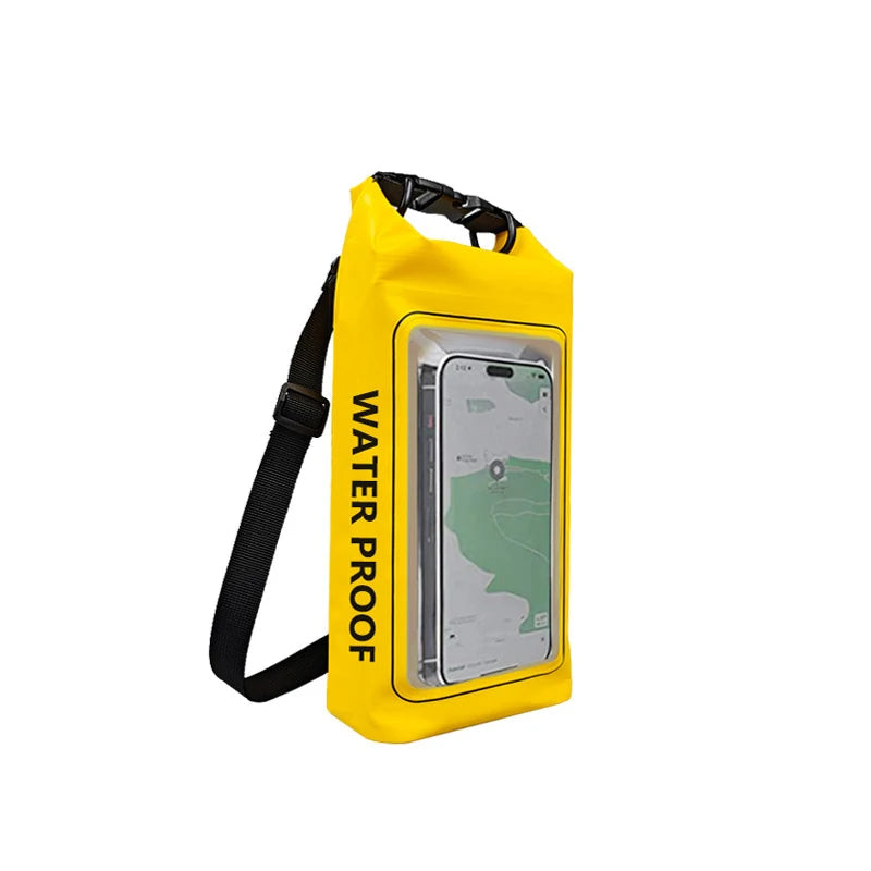 Sac étanche en PVC – Rangement flottant 2 L/5 L avec support de téléphone et sangle pour la randonnée, le bateau, le rafting et les sports nautiques