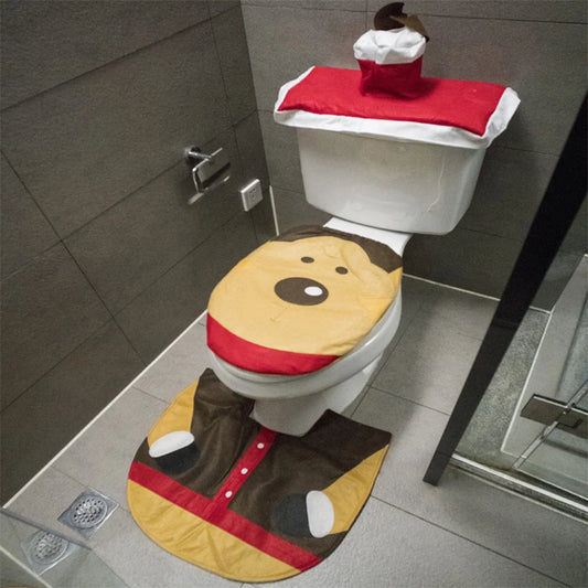 Seasonal Bathroom Décor Set – Toilet Seat Cover, Foot Mat, and Tank Cover for Festive Home Decoration - Home Fads