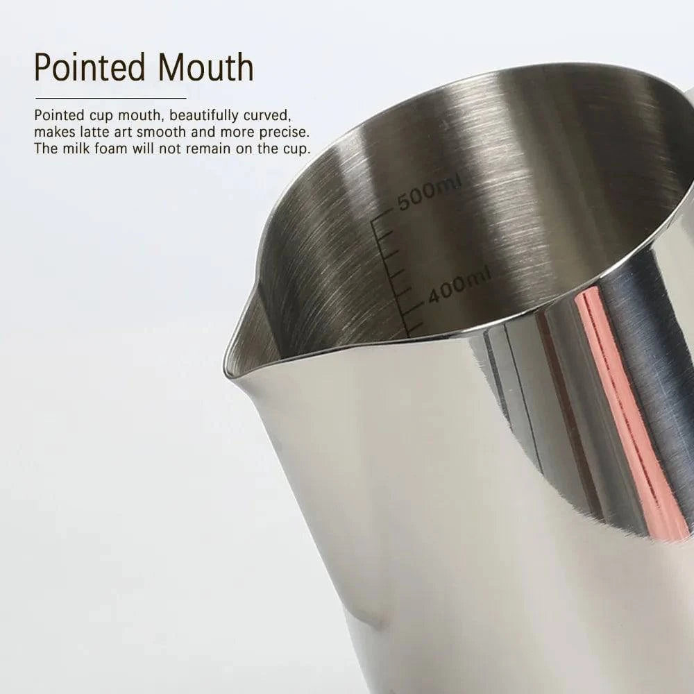 Stainless Steel Latte Art Milk Frothing Pitcher - Elegant Frothing Jug with Inner Scale for Espresso Barista - Home Fads