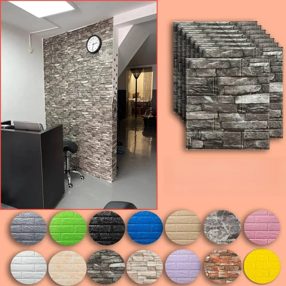 Self-Adhesive 3D Brick Wallpaper Set: Versatile Home Decor Wall Sticker Panels for Kitchen, Bedroom, Office, and Living Room - 25pcs Pack - Home Fads