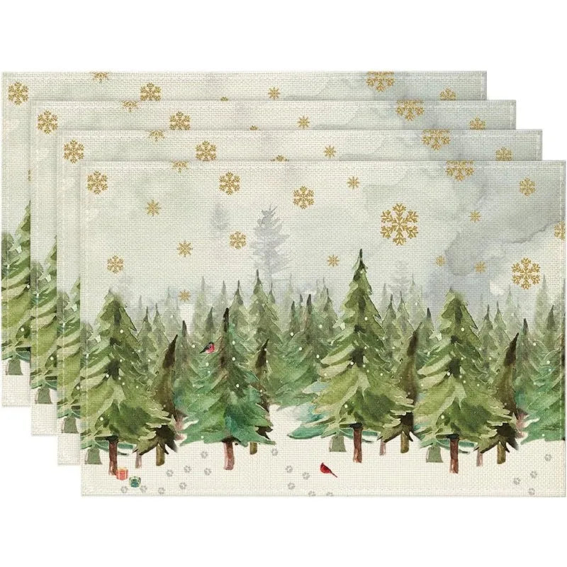 Set of 4/6/8 Eco-Friendly Linen Placemats – Non-Slip Rectangular Table Mats for Festive Decor - Home Fads