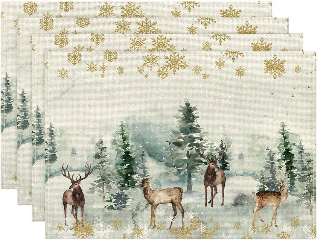 Set of 4/6/8 Eco-Friendly Linen Placemats – Non-Slip Rectangular Table Mats for Festive Decor - Home Fads