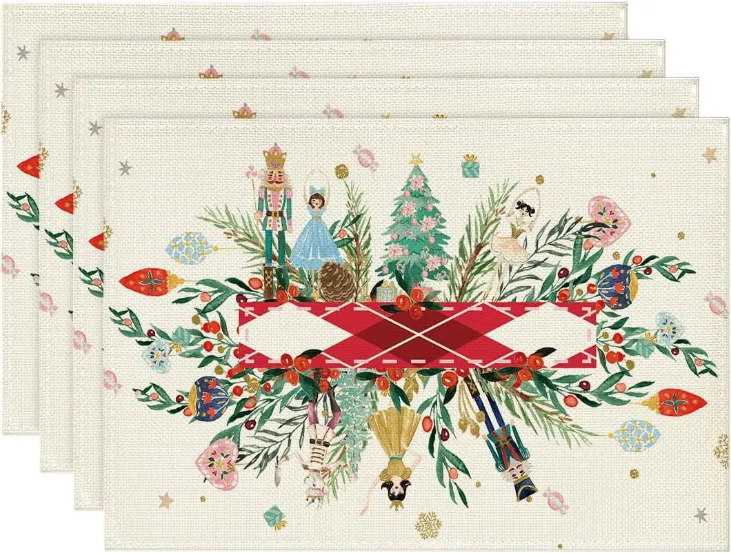 Set of 4/6/8 Eco-Friendly Linen Placemats – Non-Slip Rectangular Table Mats for Festive Decor - Home Fads