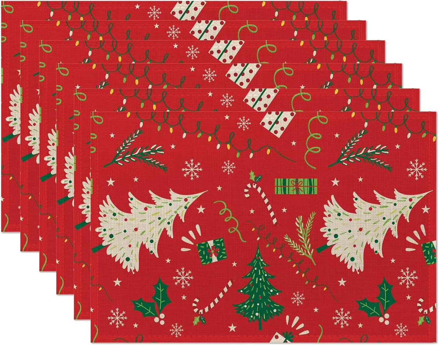 Set of 4/6/8 Eco-Friendly Linen Placemats – Non-Slip Rectangular Table Mats for Festive Decor - Home Fads